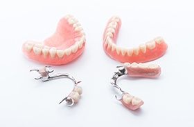 Partial and full dentures prior to placement