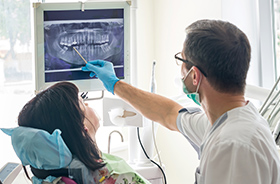 Woman receiving 3D CT scan