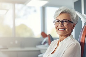 Older female dental patient in treatment chair