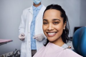 Close-up of happy, smiling dental patient