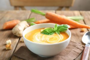 Bowl of creamy carrot soup