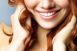 Close-up of woman’s smile with perfect teeth